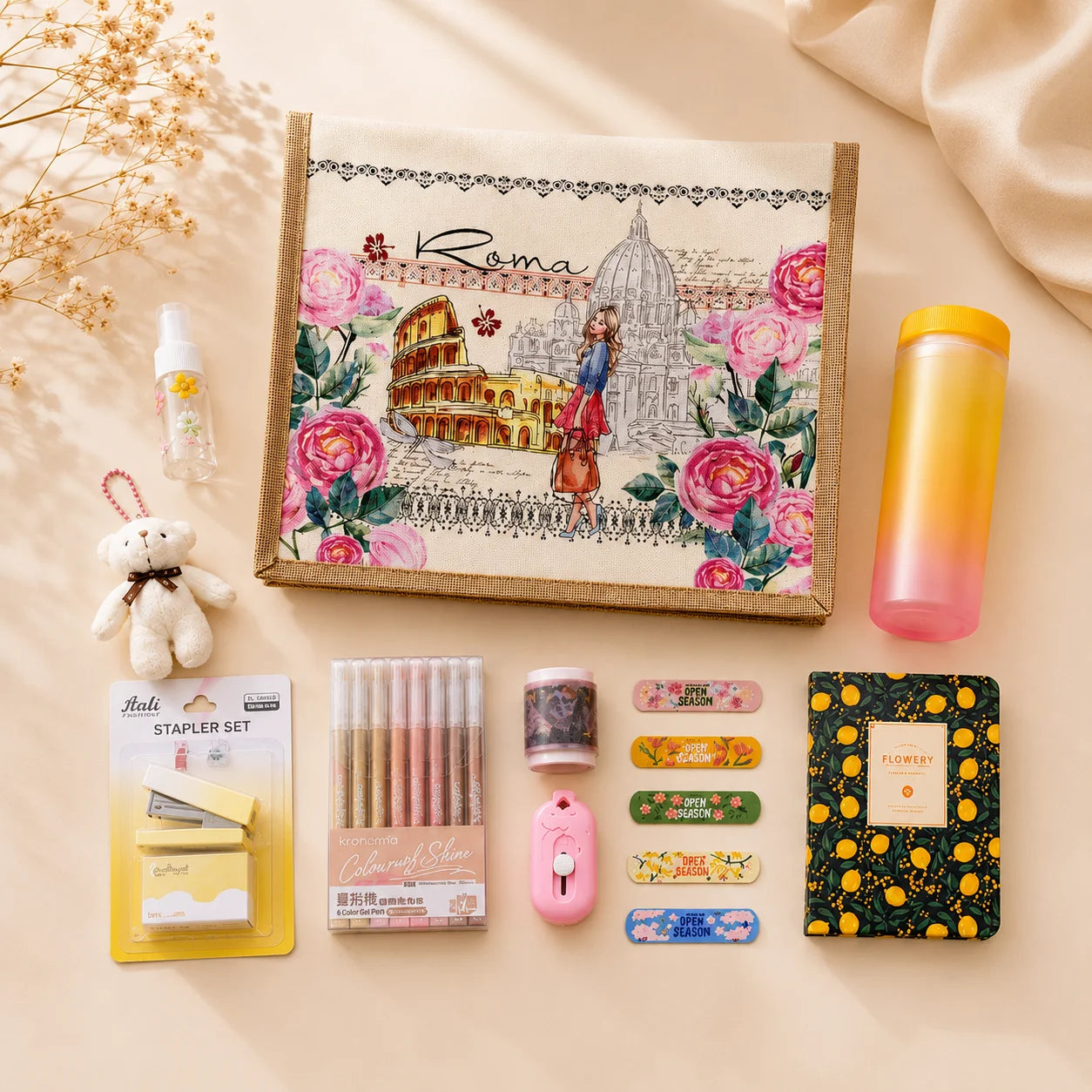 Roma Floral Tote & Stationery Combo Deal