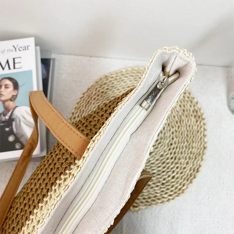 Three-Color Stripes Contrast Handmade Shoulder Bag