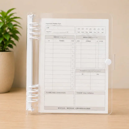 Transparent Loose Leaf Binder with Refillable Planner