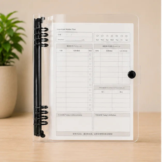 Transparent Loose Leaf Binder with Refillable Planner