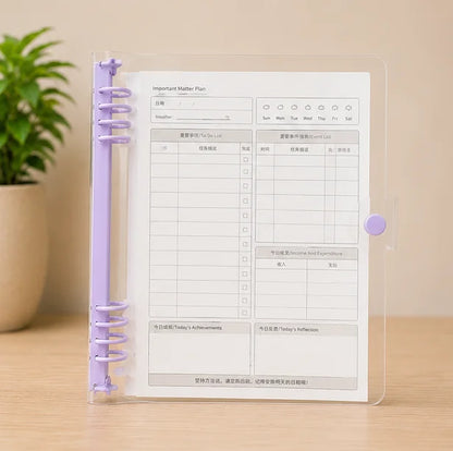 Transparent Loose Leaf Binder with Refillable Planner