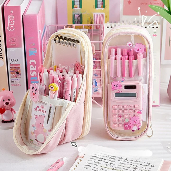 Cartoon Pattern Large Capacity Transparent Pencil Case