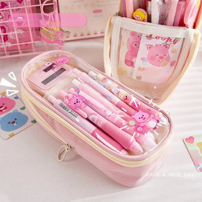 Cartoon Pattern Large Capacity Transparent Pencil Case