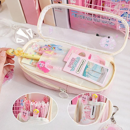 Cartoon Pattern Large Capacity Transparent Pencil Case