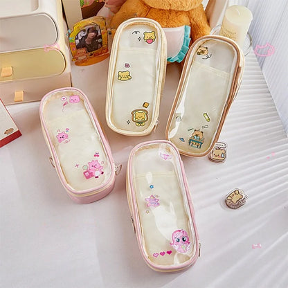 Cartoon Pattern Large Capacity Transparent Pencil Case