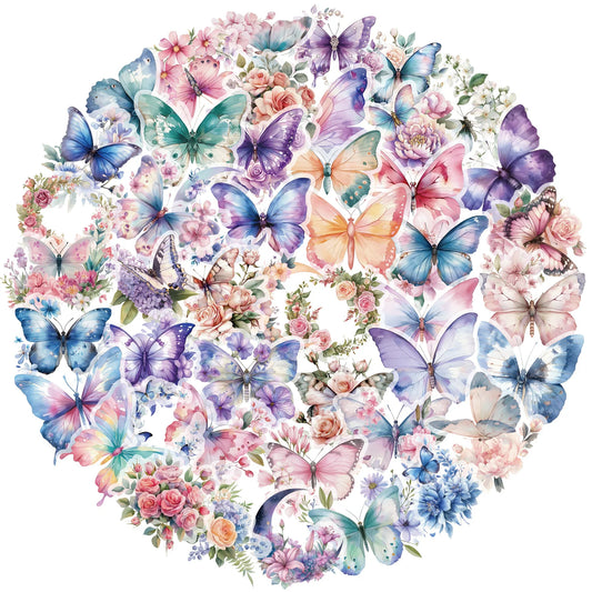 Transparent colorful butterfly stickers