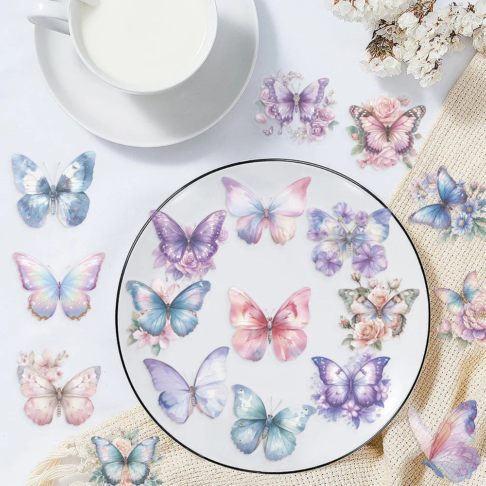 Transparent colorful butterfly stickers