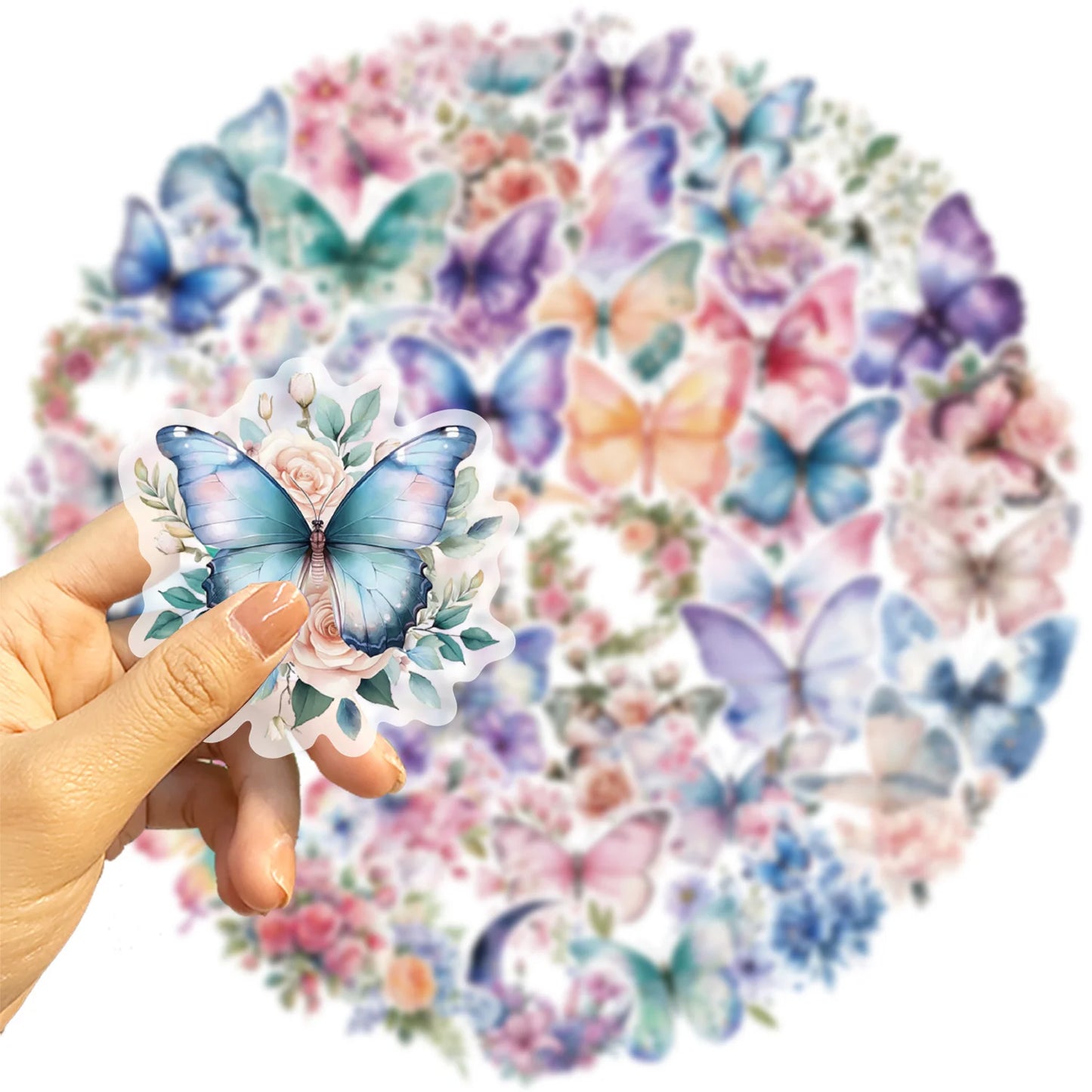 Transparent colorful butterfly stickers