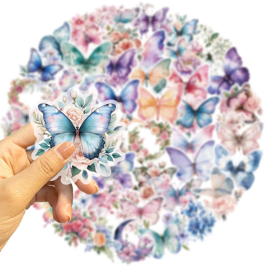 Transparent colorful butterfly stickers