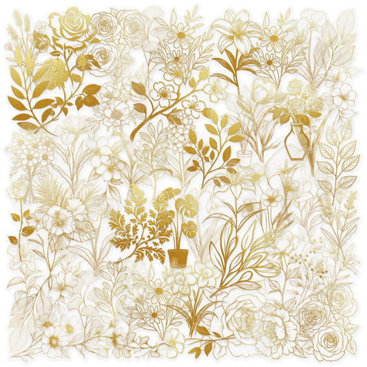 Transparent gold plant PET stickers