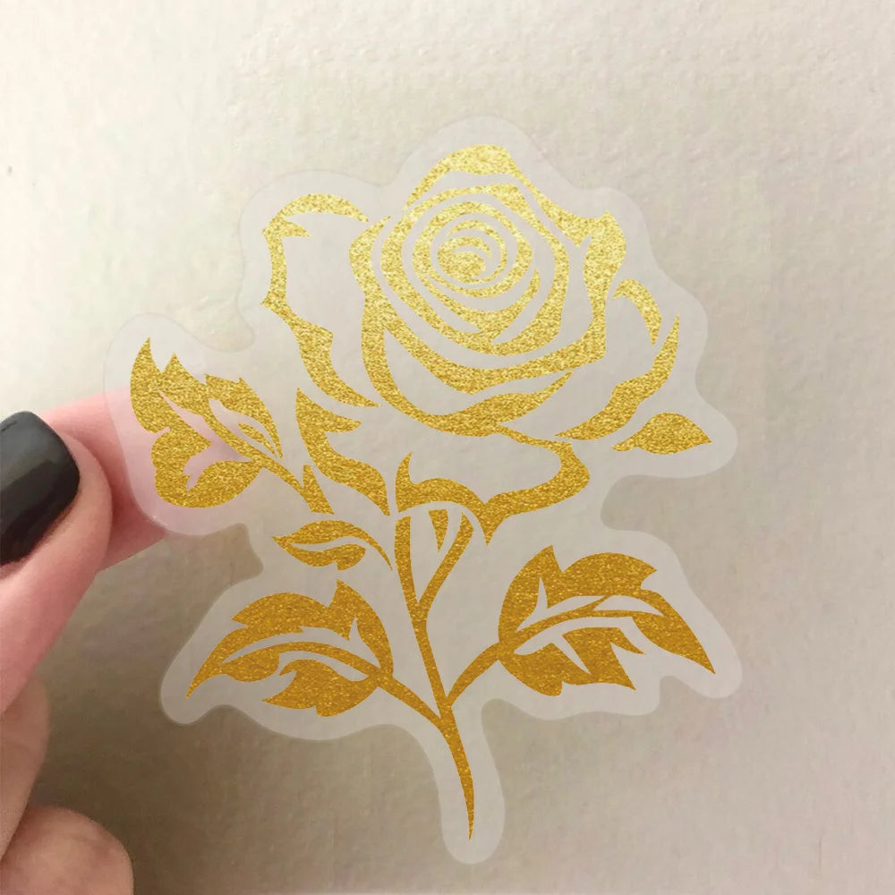 Transparent gold plant PET stickers