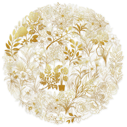 Transparent gold plant PET stickers
