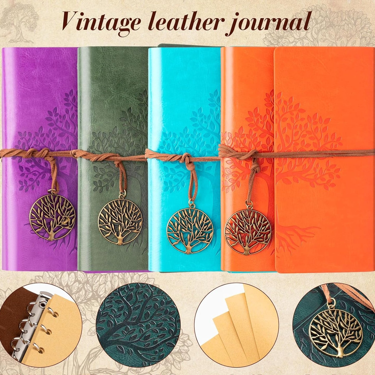 Retro Tree Embossed Leather Journal