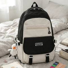 Trendy Black and White Multi-Pocket Backpack