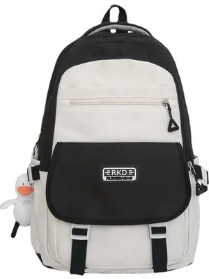 Trendy Black and White Multi-Pocket Backpack
