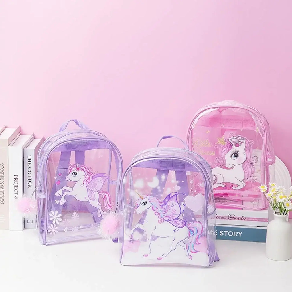 UnicornTransparentGirlsBackpackSchoolBag#bags#backpack#girlscollegebag#schoolbag#unicorntransparentbag#trendybag#kidsbag#universitybag#casualbag#shoulderbag#girlsfashionbag#canvasbag#waterproofbag#importedbag#unicornbag