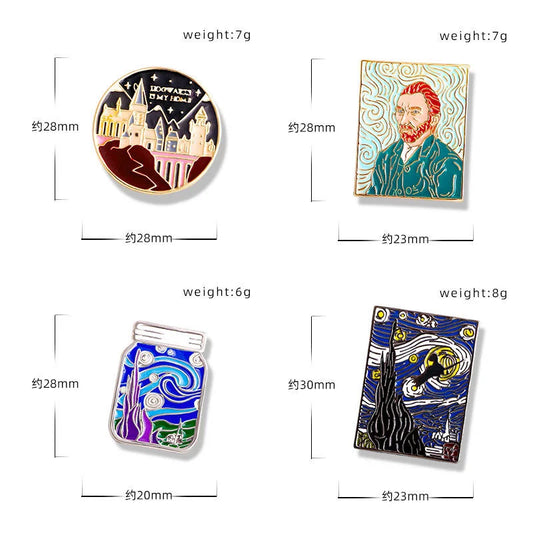 Van Gogh Oil Painted Enamel Pin And Broach