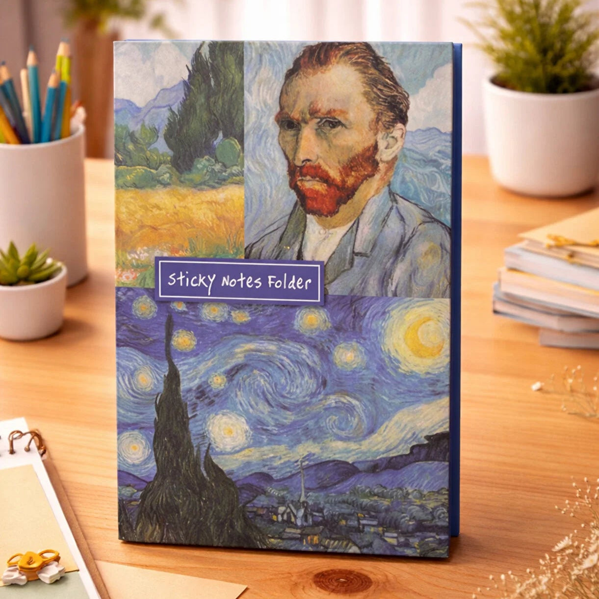 Van Gogh Series Adhesive Sticky Notes Folder