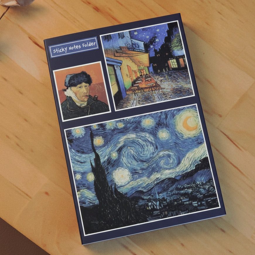 Van Gogh Series Adhesive Sticky Notes Folder