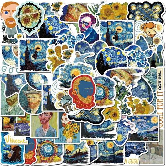 Van Gogh's Sunflower Oil Painting Graffiti Stickers Pack