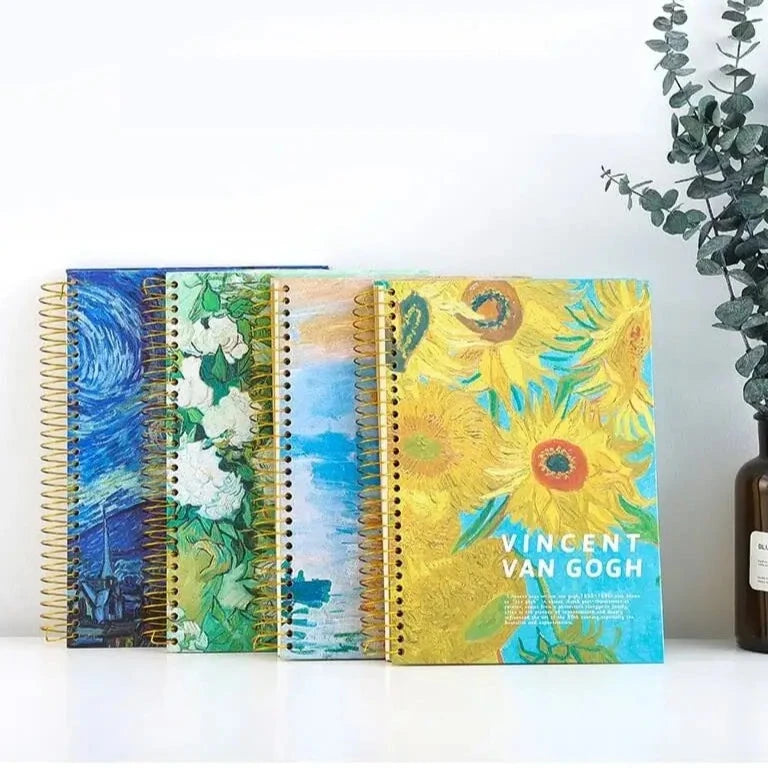 VanGoghseriesExtraLargeCoilRegisterNotebooks#Impressionistpainter#Dutchartist#PostImpressionism#StarryNight#Sunflowers#ThePotatoEaters#Selfportraits#Irises#WheatfieldwithCrows#spiralnotebook#journal#coilregisternotebook#vangoghnotebook