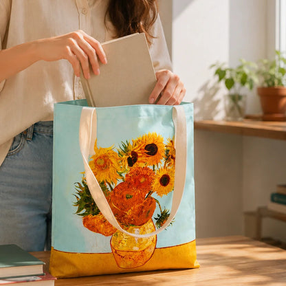 Van Gogh Painting Canvas Shoulder Bag - Sunflower