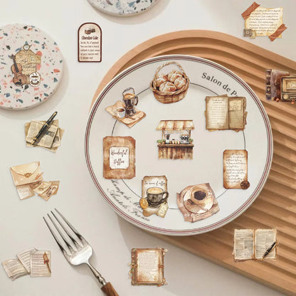 50 Retro Transparent Cafe Stickers pack