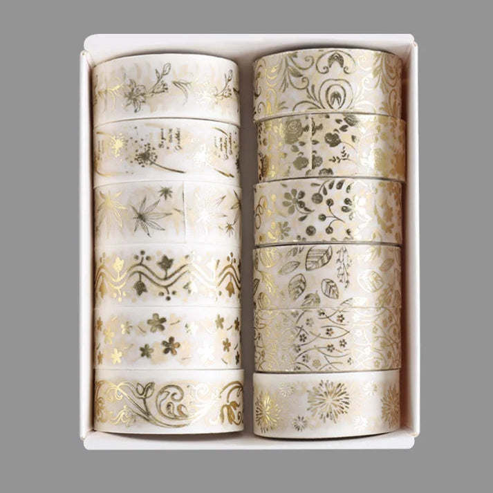 Vintage Gold Floral Washi Tape Set