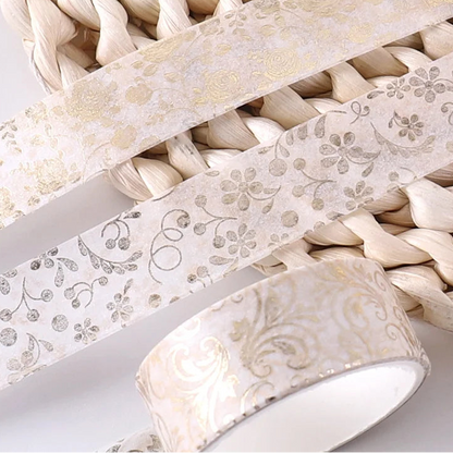 Vintage Gold Floral Washi Tape Set
