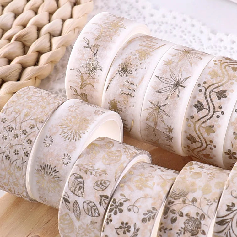 Vintage Gold Floral Washi Tape Set