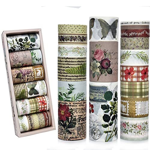 Retro Pattern Floral Washi Tape Set
