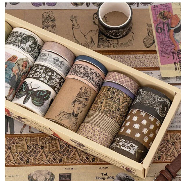 Retro Pattern Floral Washi Tape Set