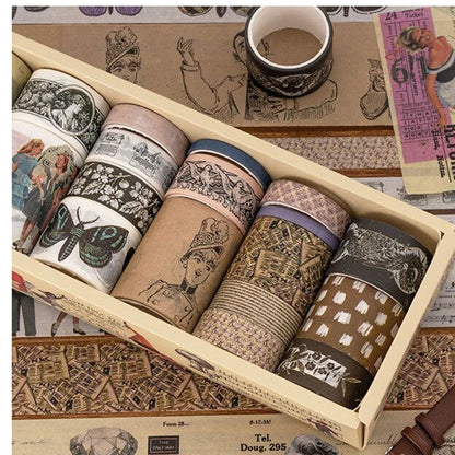 Retro Pattern Floral Washi Tape Set