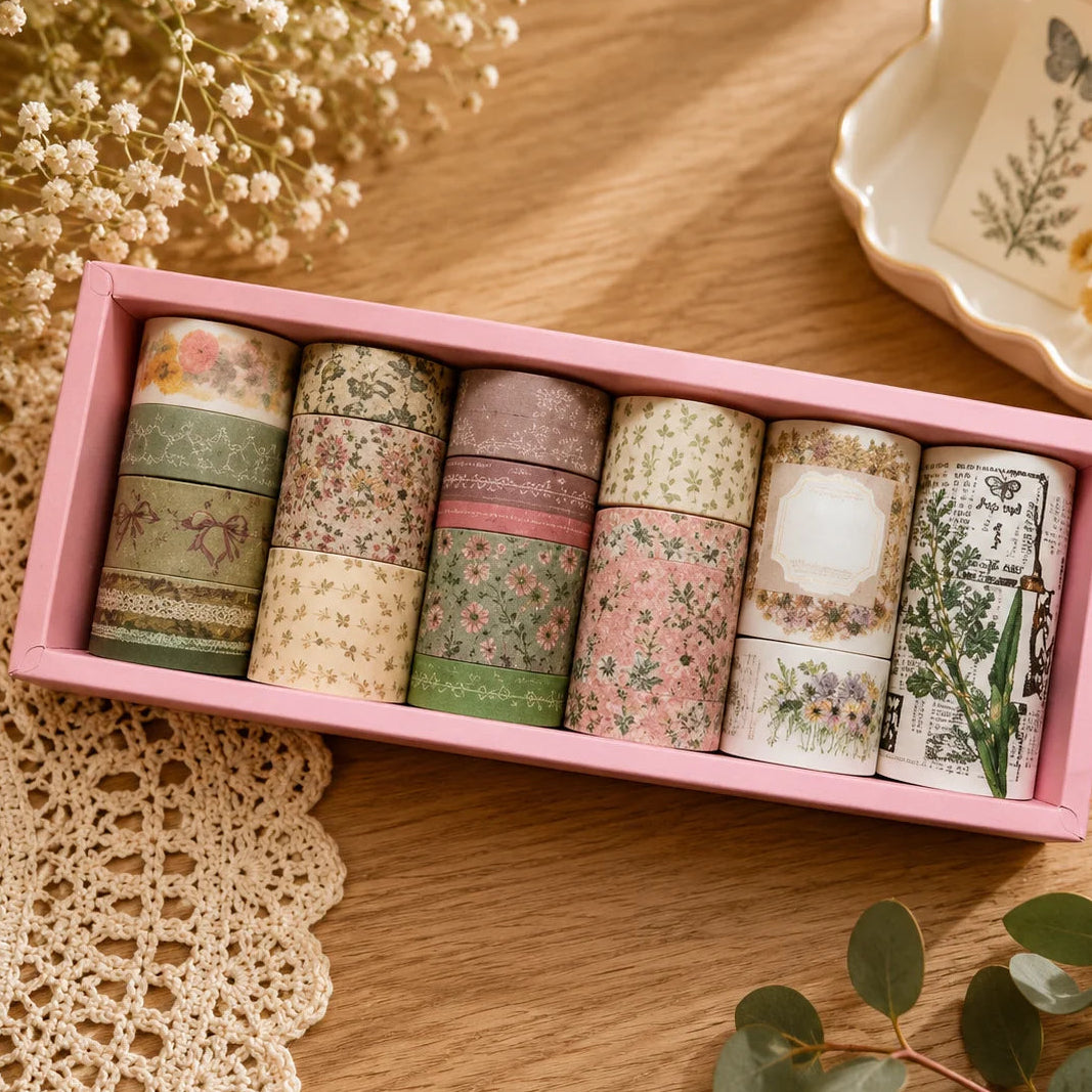 Retro Pattern Floral Washi Tape Set