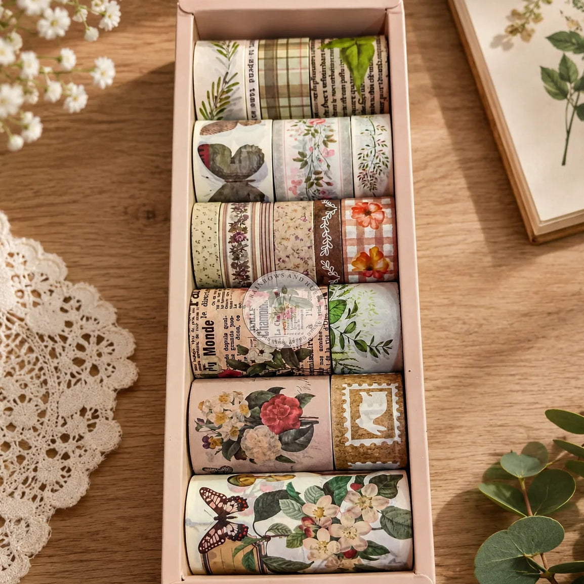 Retro Pattern Floral Washi Tape Set