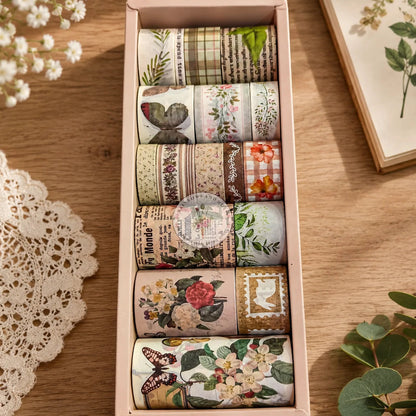 Retro Pattern Floral Washi Tape Set