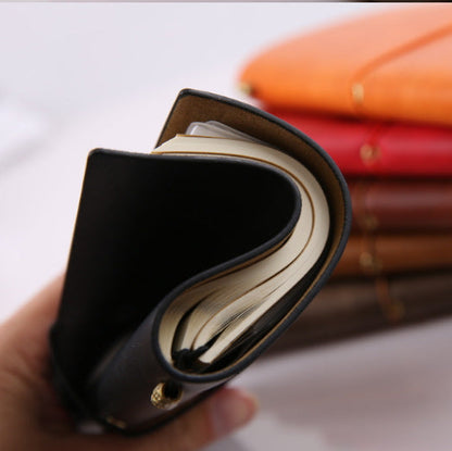 Vintage Leather Refillable Notebook with Card Sleeves & Zip Pocket