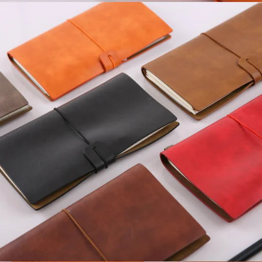 Vintage Leather Refillable Notebook with Card Sleeves & Zip Pocket