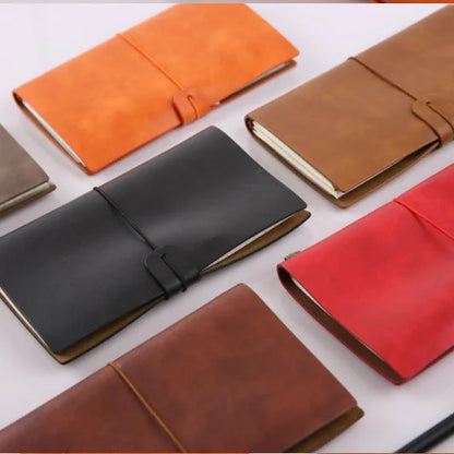 Vintage Leather Refillable Notebook with Card Sleeves & Zip Pocket