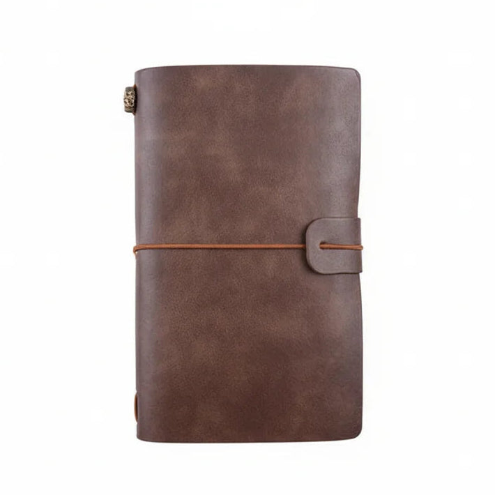 Vintage Leather Refillable Notebook with Card Sleeves & Zip Pocket