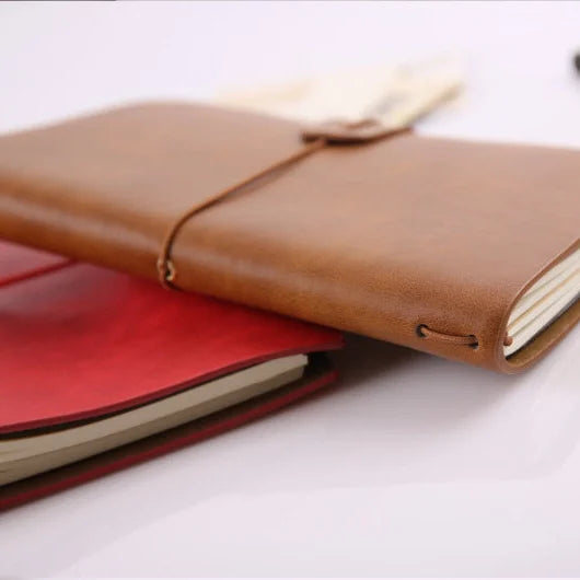 Vintage Leather Refillable Notebook with Card Sleeves & Zip Pocket
