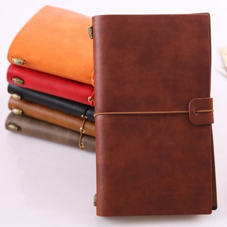 Vintage Leather Refillable Notebook with Card Sleeves & Zip Pocket
