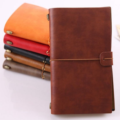 Vintage Leather Refillable Notebook with Card Sleeves & Zip Pocket