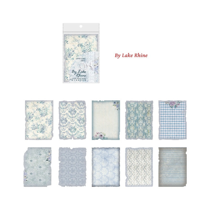 Collection of stationery items with floral and checkered designs, branded 'By Lake Rhine'.