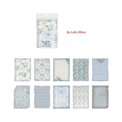 Collection of stationery items with floral and checkered designs, branded 'By Lake Rhine'.