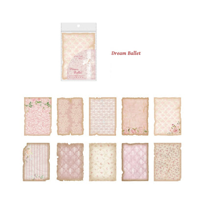 Set of decorative paper sheets with lace patterns and 'Dream Ballet' branding on a white background.