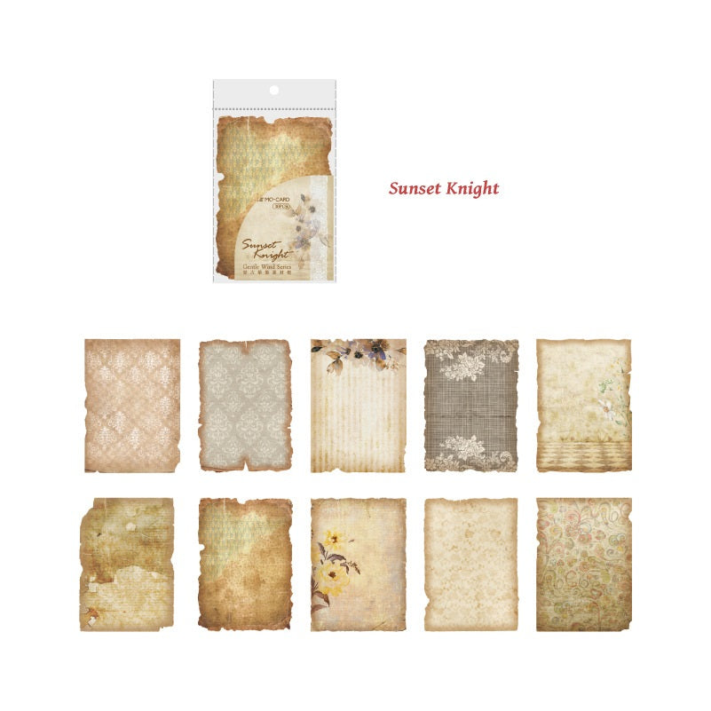Set of vintage-style paper sheets with 'Sunset Knight' branding on a white background.