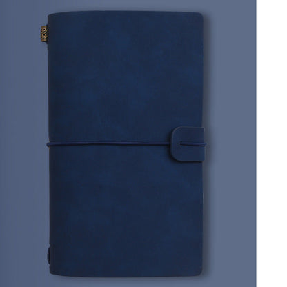 Blue notebook with text and dimensions on a blue background