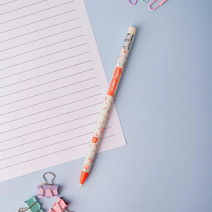 Warm Breeze Flower Printing Mechanical Pencil with Eraser