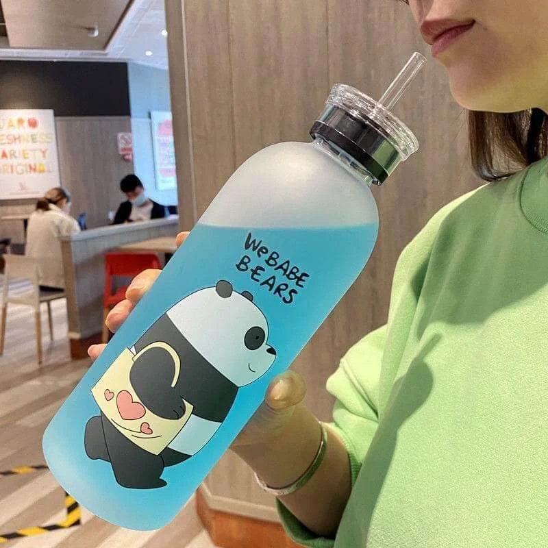 WeBareBearsFrostedPlasticWaterBottlewithStraw#Sportswaterbottle#Leakproofwaterbottle#Fliptopwaterbottle#Strawwaterbottle#Filteredwaterbottle#Lightweightwaterbottle#Ecofriendlywaterbottle#Portablewaterbottle#Kidswaterbottle#Hikingwaterbottle#bearstylewaterbottle#trasnparentwaterbottle